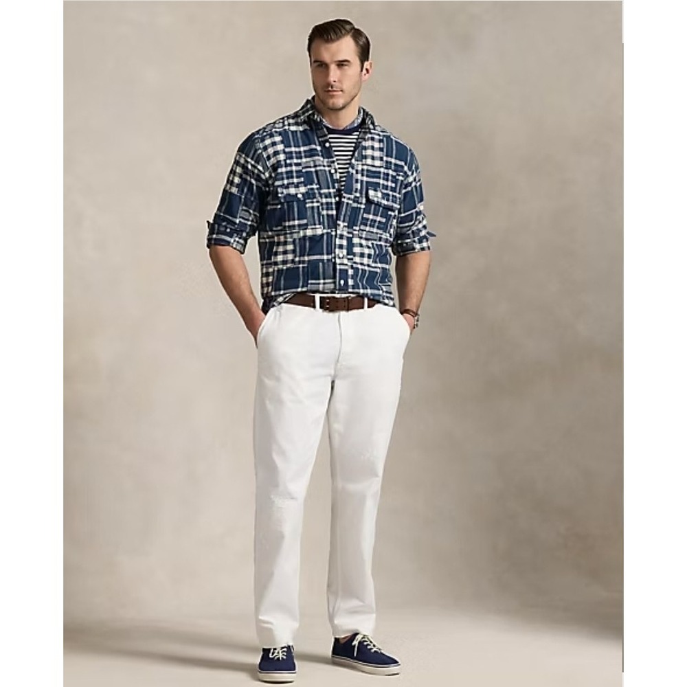 Polo Ralph Lauren Blue Plaid Classic Fit Patchwork Button Up Shirt Men Size 5XB - Picture 4 of 8